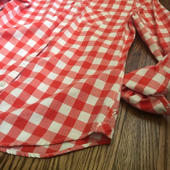 American Eagle Orange Buffalo Check Top - Picture 2 of 5